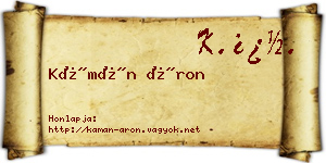 Kámán Áron névjegykártya