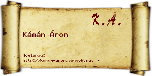 Kámán Áron névjegykártya